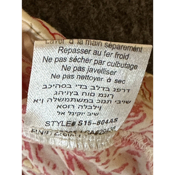 Altar’d State Shirt Womens Size Medium Red Beige Flowy Flutter Top Cottagecore - Picture 5 of 8